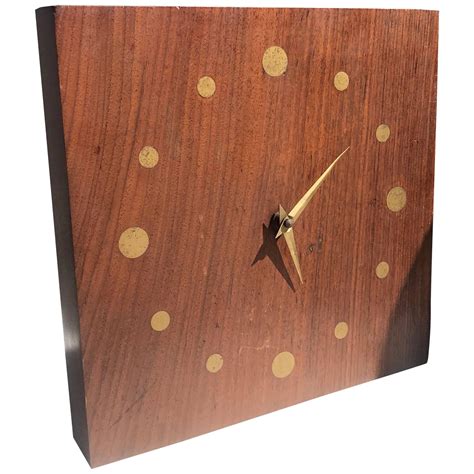 Wood Wall Clock Brass