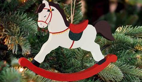 Wooden Rocking Horse Christmas Ornaments Vintage Set Of Handpainted