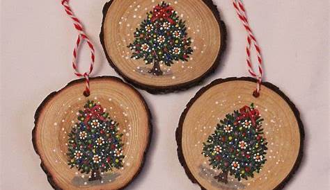 Wooden Round Christmas Ornaments Hand Painted Etsy