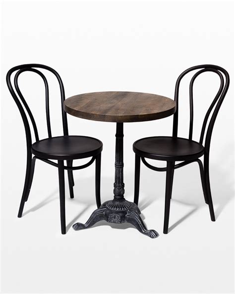 wooden bistro table and chairs