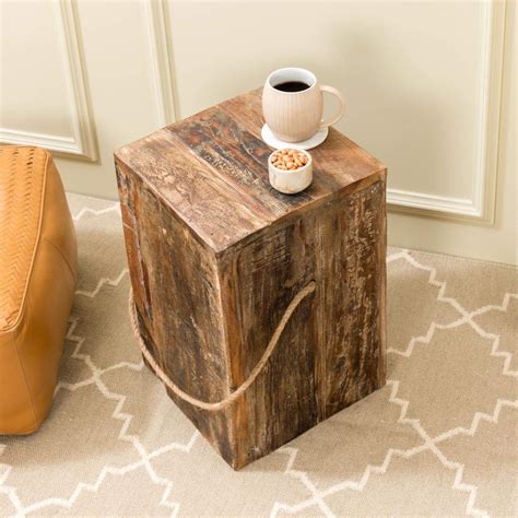 Wooden Block Side Table