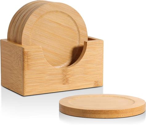 wooden coasters with holder