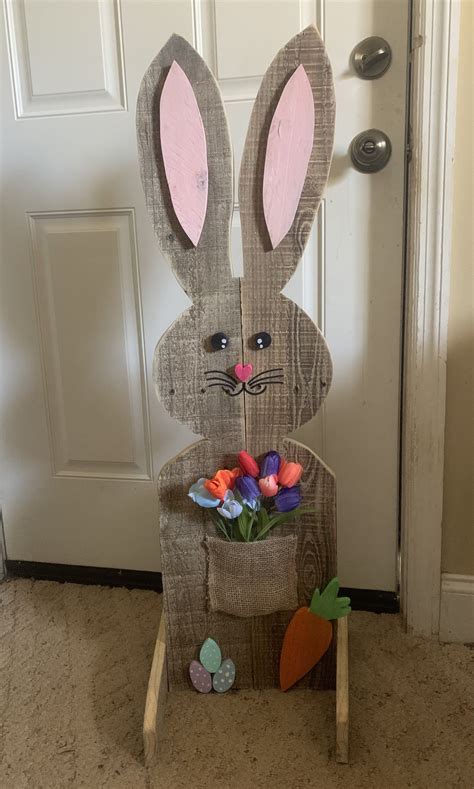 wooden easter bunny decor