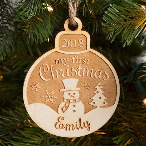 wooden engraved christmas ornaments