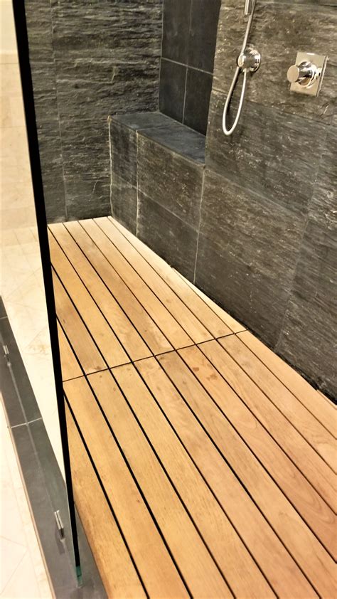 Revamp Your Bathroom with a Stunning Wooden Shower Floor - Perfect for Style and Functionality