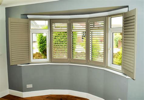 wooden shutter blinds for bay windows