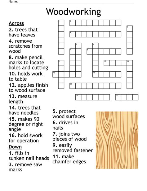 Woodworking Tool Crossword Answer
