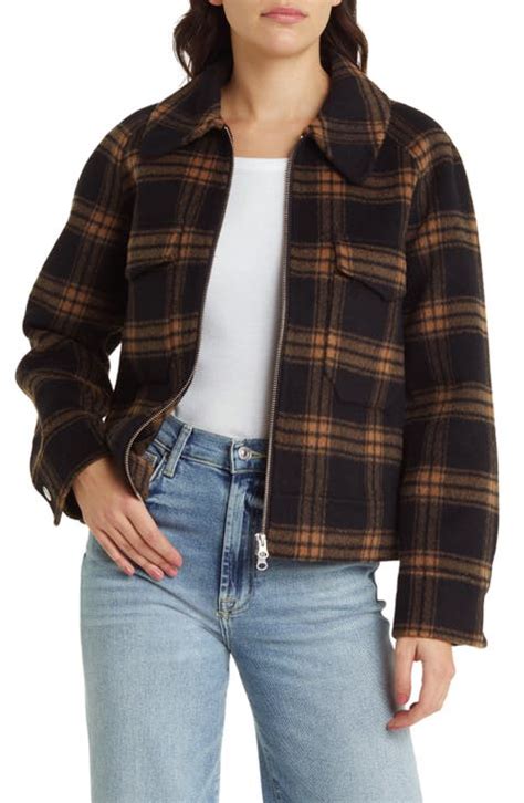 Wool Plaid Jacket Womens