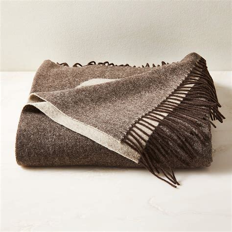 Wool Throw Blanket Brown