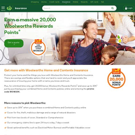 woolworths home contents insurance quote