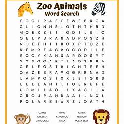 Word Search Place To See Animals