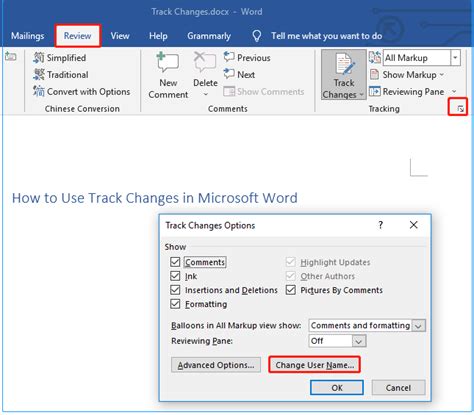 Track Changes in Word