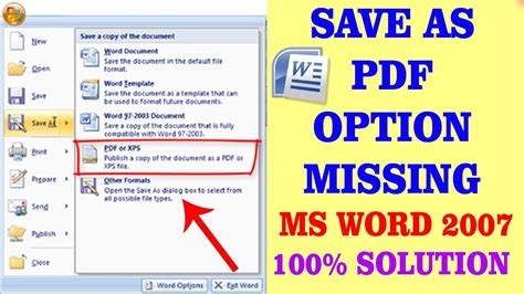 word 2007 save as pdf add in