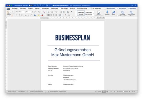 word businessplan vorlage