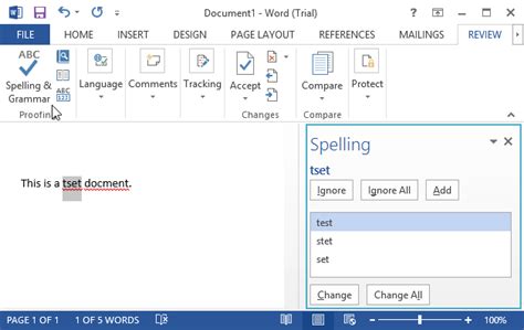 word check for spelling and grammar errors in a document as you type