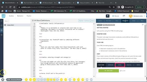 Word Definitions Codehs