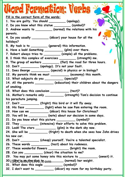 word formation exercises beginner