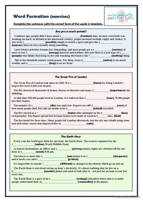 word formation processes exercises with answers pdf