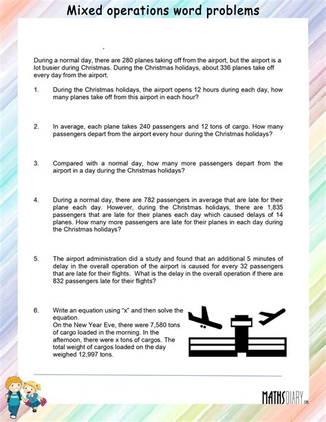 Word Problem Printable Mixed Operations