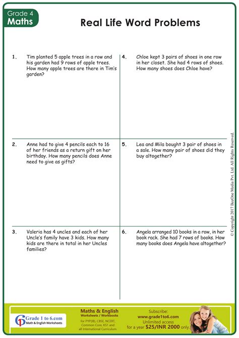 word problems for class 4 with solution pdf
