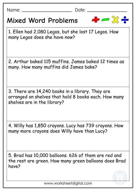 word problems in maths for class 4