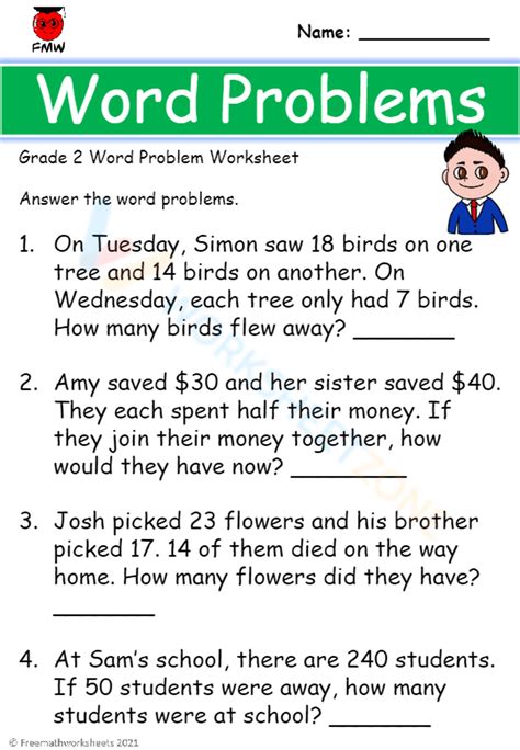 Word Problems Worksheets Math Aids