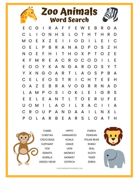 word search animals games pdf