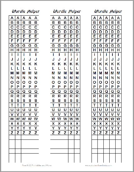 wordle game cheat sheet