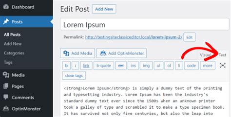 Wordpress Post Html Editor