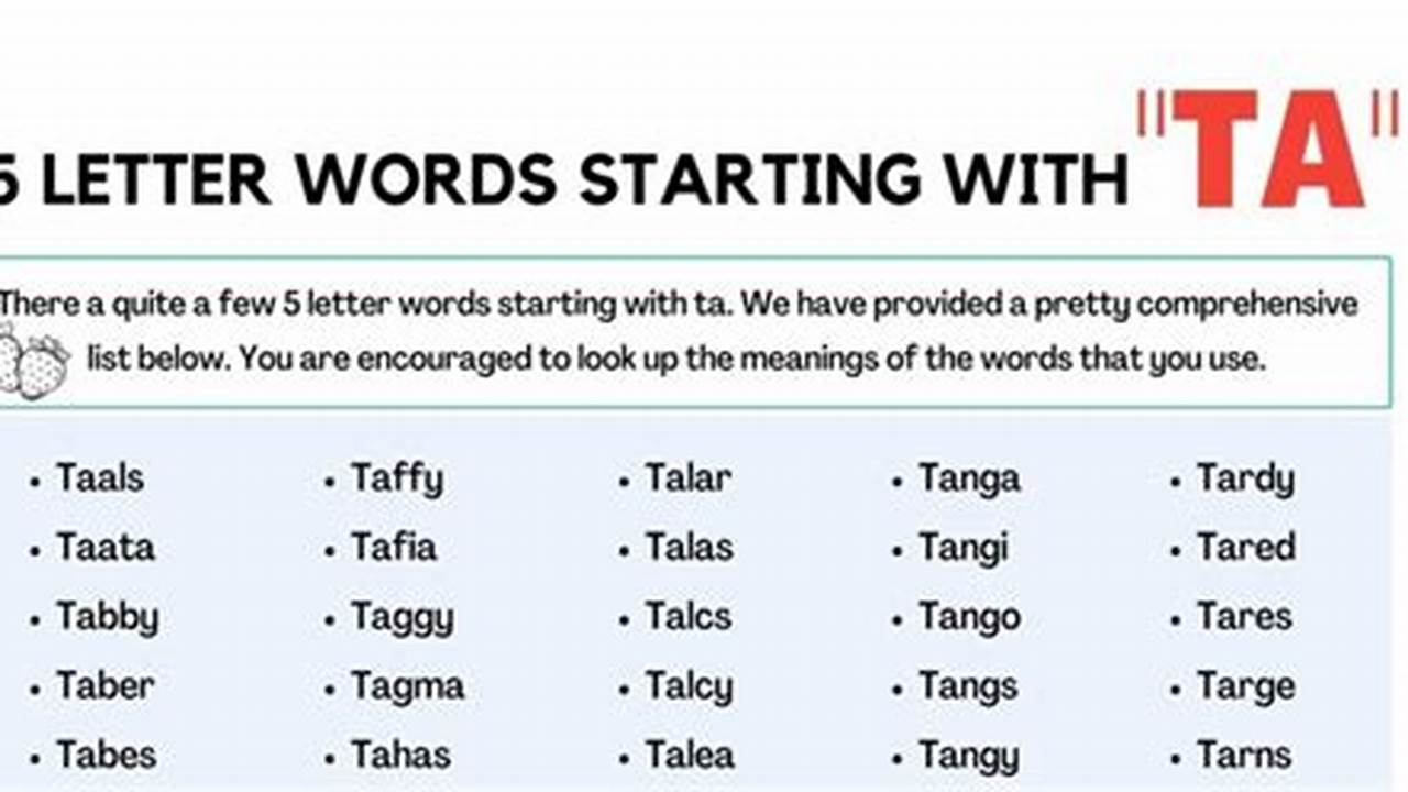 Unveiling the Power of Words Beginning with "ta": A Linguistic Adventure