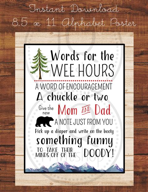 Diapers for the Wee Hours Sign Grey Confetti Printable Pretty Collected
