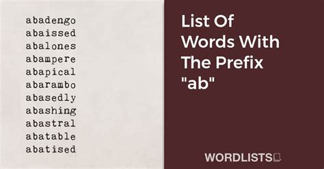 Amazing Words Beginning With Ab