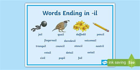 Words End In Il
