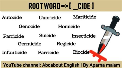 words ending in cide meaning to kill