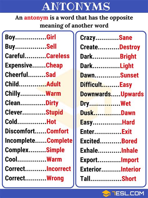 words for complete opposite