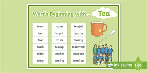 Words Start With Tea