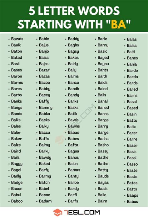 Ba Words for Better Vocabulary