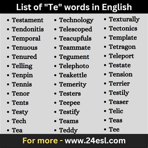 Exploring Words Starting with Te