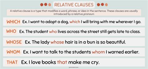 words that make up the relative clause