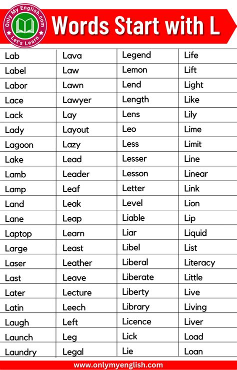 Words Starting With La