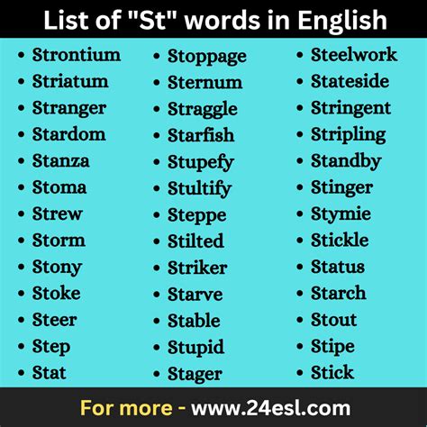 Startling Words Starting With St