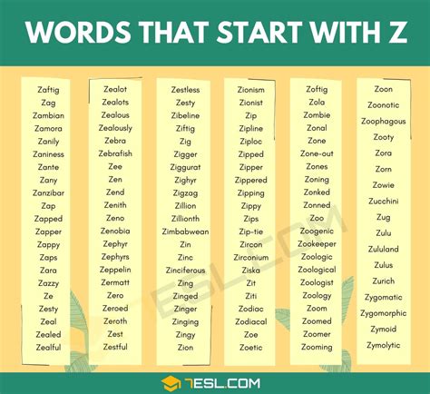 Words That Start With Zin