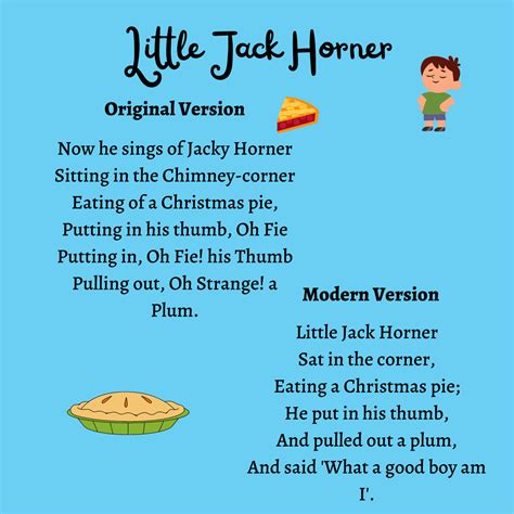 Little Jack Horner Classic Nursery Rhyme Printable Texts