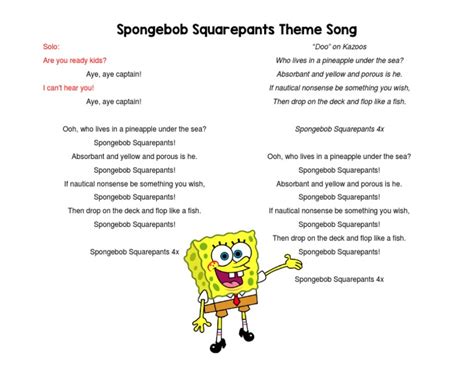 Spongebob Theme Song Lyrics