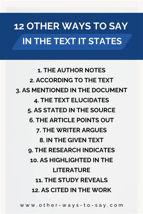 words to use instead of in the text it states