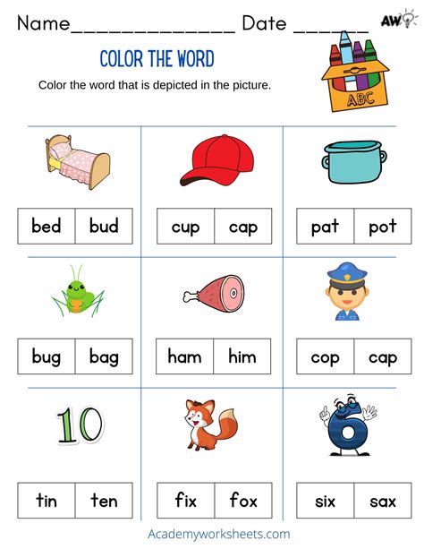 words with cvc pattern worksheet