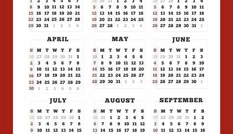 Simple Calendar Layout for 2023 and 2024 Years on White Background