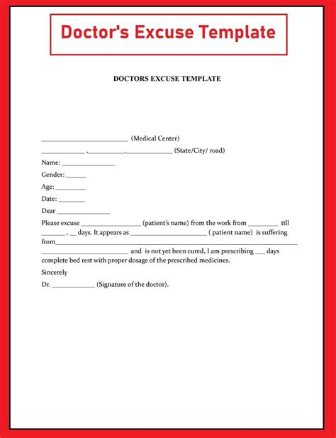 Work Excuse Doctors Note Template