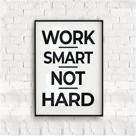 Items similar to WORK SMARTER NOT Harder Poster, Quote Art, Typographic