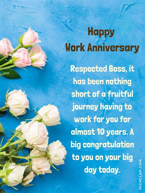 work anniversary messages to boss